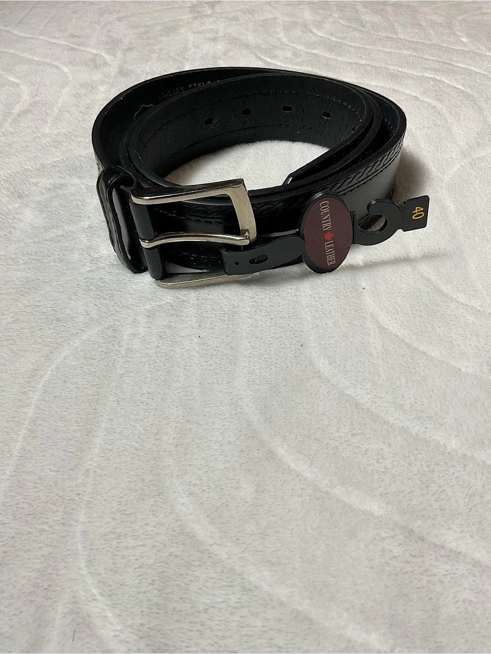 Italian Style Collection Leather Belt in Black Size 40
